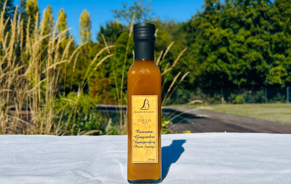 Coulis de curcuma gingembre et poivre sauvage